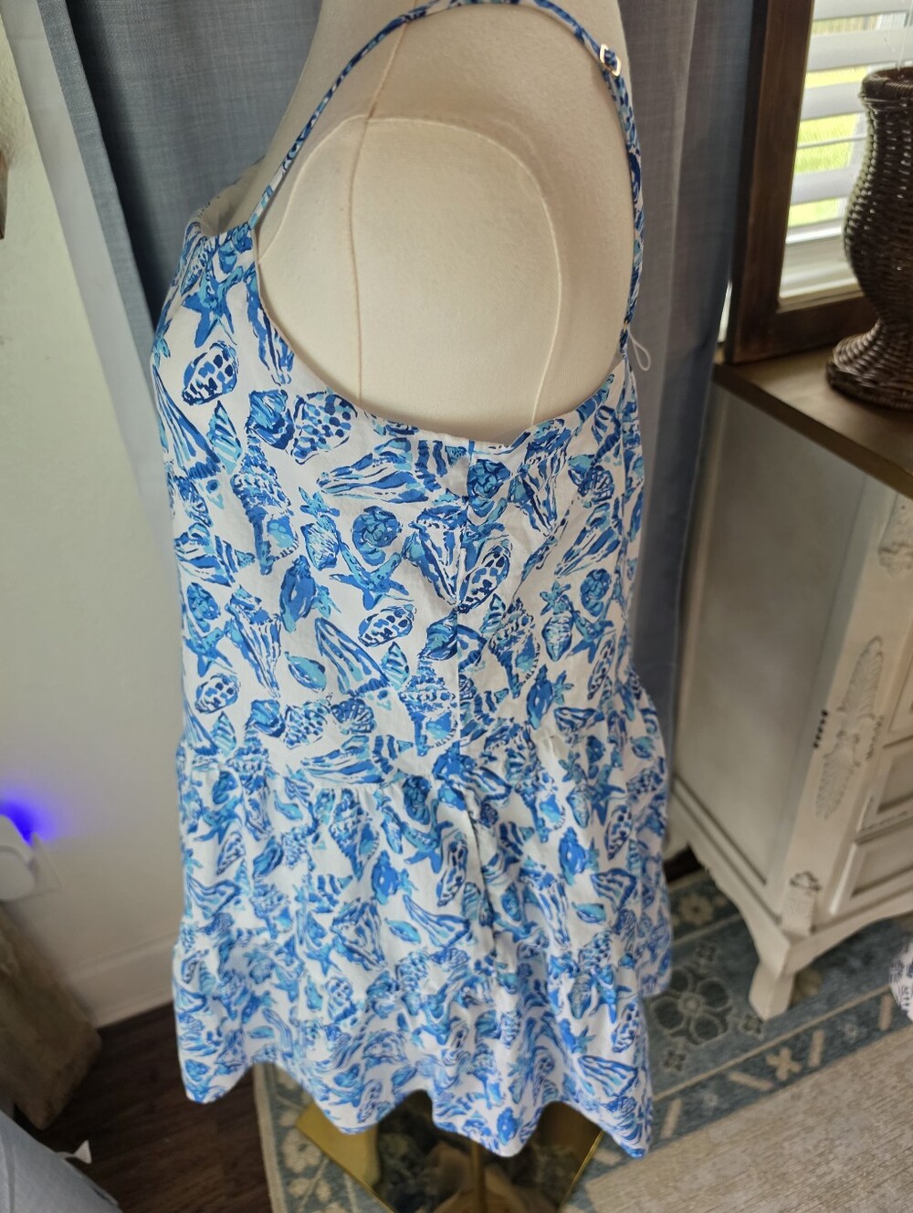 Lilly Pulitzer White & Blue Shell-Print Mini Sundress - Picture 4 of 4